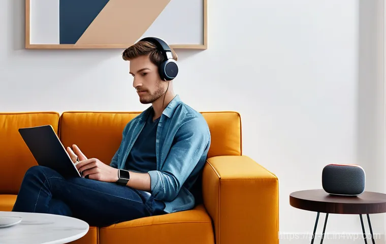 히든 테크놀로지와 개인 정보 보호 문제 - **Prompt:** A young adult, fully clothed in comfortable, modern attire, is seated at a minimalist de...