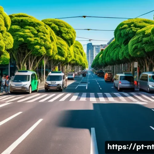 히든 테크놀로지와 스마트 시티의 관계 - A vibrant urban street scene in a Brazilian city featuring smart traffic management technology: dyna...